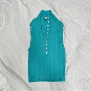 Zara teal blue button tank top